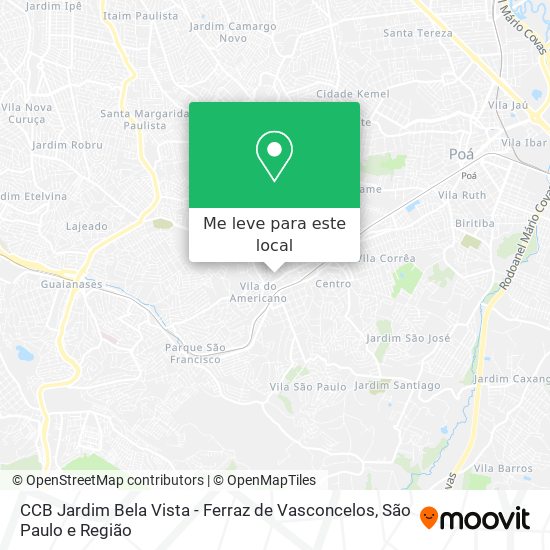 CCB Jardim Bela Vista - Ferraz de Vasconcelos mapa