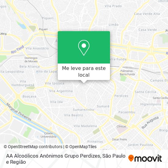 AA Alcoólicos Anônimos Grupo Perdizes mapa