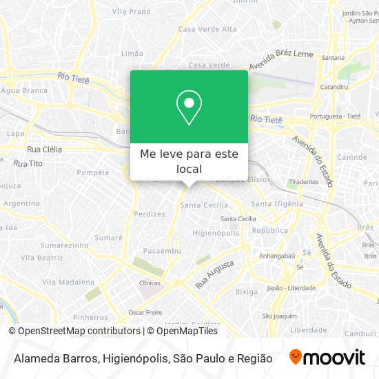 Alameda Barros, Higienópolis mapa