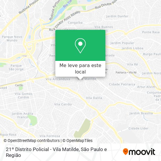 21º Distrito Policial - Vila Matilde mapa