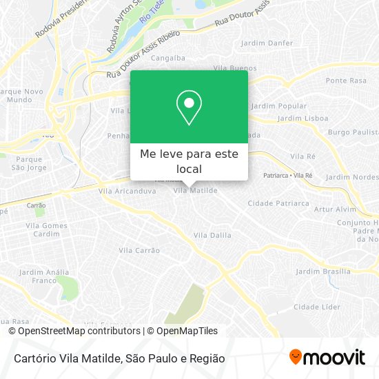 Cartório Vila Matilde mapa