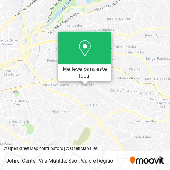 Johrei Center Vila Matilde mapa