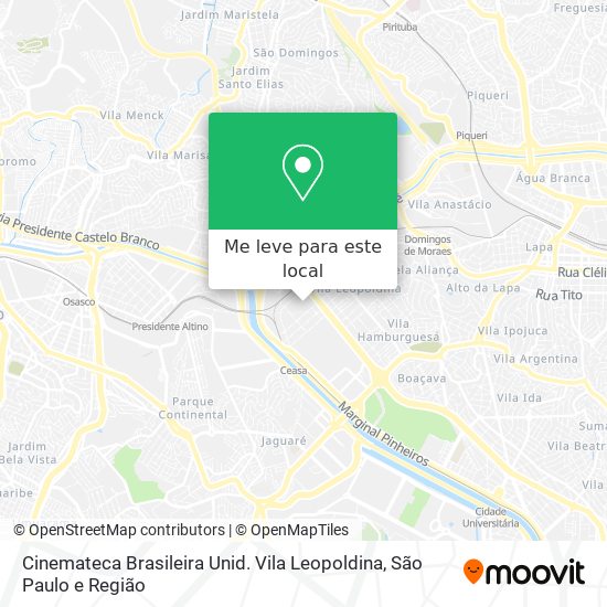 Cinemateca Brasileira Unid. Vila Leopoldina mapa