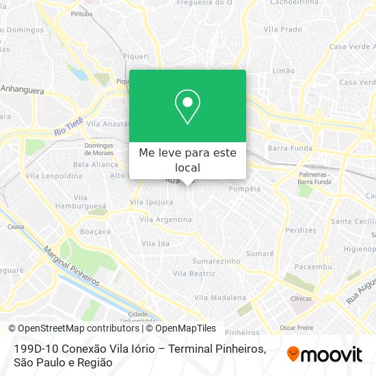 199D-10 Conexão Vila Iório – Terminal Pinheiros mapa