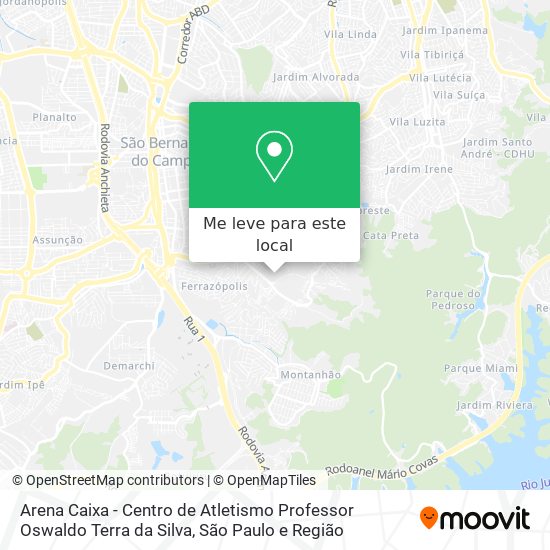 Arena Caixa - Centro de Atletismo Professor Oswaldo Terra da Silva mapa
