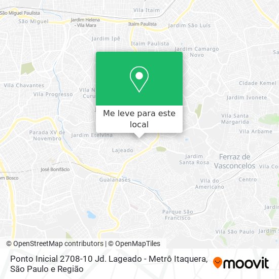 Ponto Inicial 2708-10 Jd. Lageado - Metrô Itaquera mapa