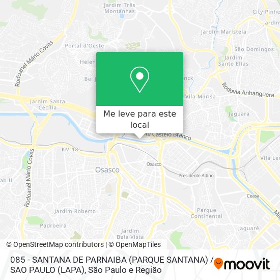 085 - SANTANA DE PARNAIBA (PARQUE SANTANA) / SAO PAULO (LAPA) mapa