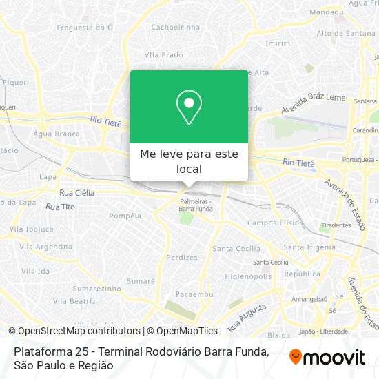 Plataforma 25 - Terminal Rodoviário Barra Funda mapa