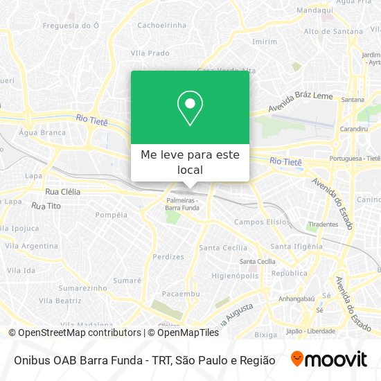 Onibus OAB Barra Funda - TRT mapa