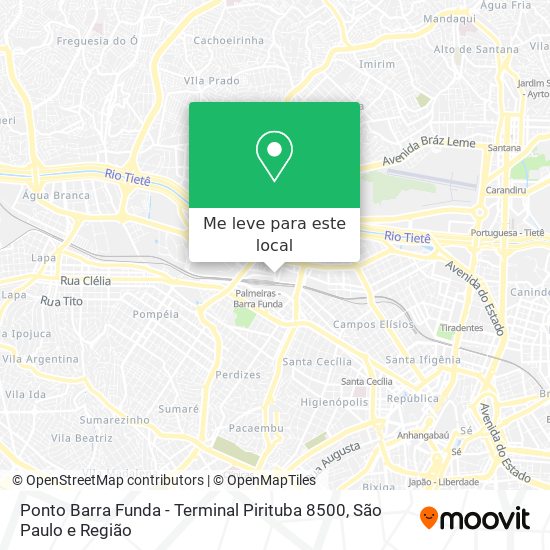 Ponto Barra Funda - Terminal Pirituba 8500 mapa