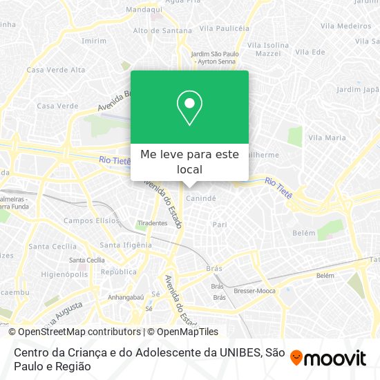 Centro da Criança e do Adolescente da UNIBES mapa