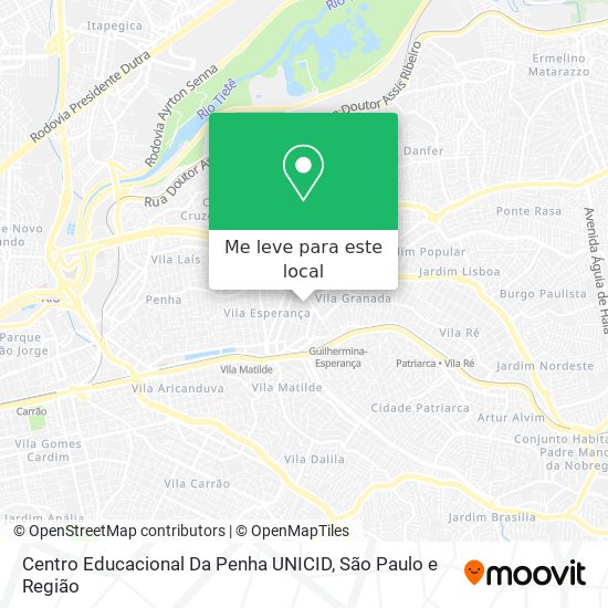 Centro Educacional Da Penha UNICID mapa
