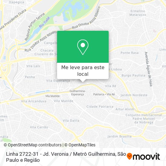 Linha 2722-31 - Jd. Veronia / Metrô Guilhermina mapa