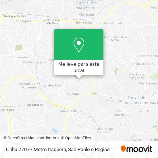 Linha 2707 - Metrô Itaquera mapa