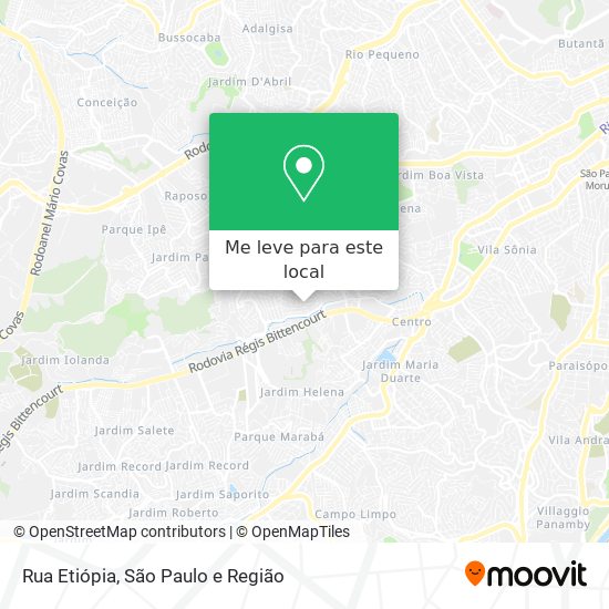 Rua Etiópia mapa
