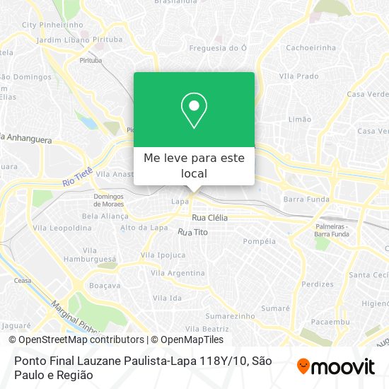 Ponto Final Lauzane Paulista-Lapa 118Y / 10 mapa