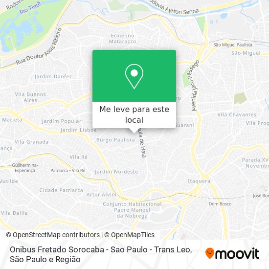 Onibus Fretado Sorocaba - Sao Paulo - Trans Leo mapa