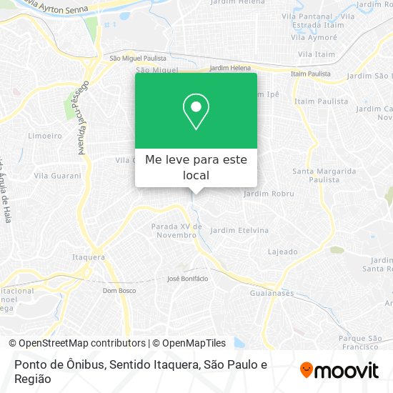 Ponto de Ônibus, Sentido Itaquera mapa