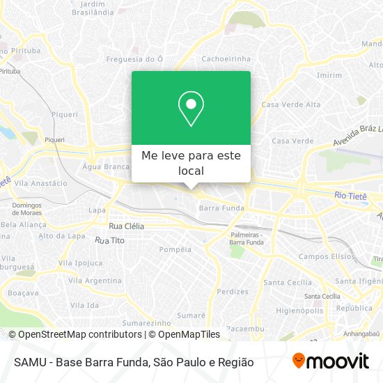 SAMU - Base Barra Funda mapa