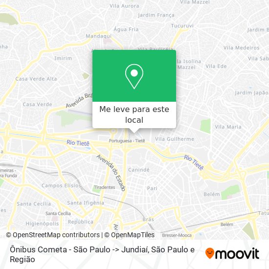 Ônibus Cometa - São Paulo -> Jundiaí mapa