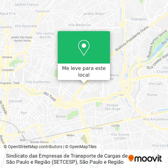 Sindicato das Empresas de Transporte de Cargas de São Paulo e Região (SETCESP) mapa