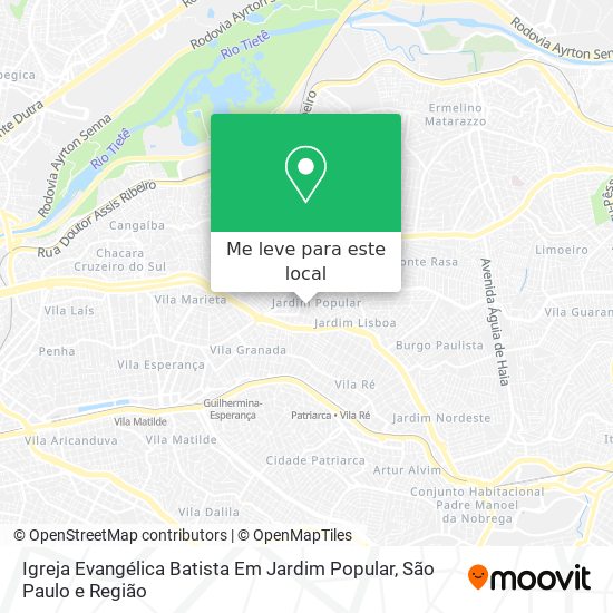 Igreja Evangélica Batista Em Jardim Popular mapa