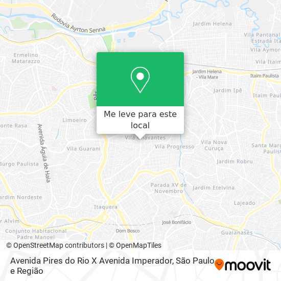 Avenida Pires do Rio X Avenida Imperador mapa
