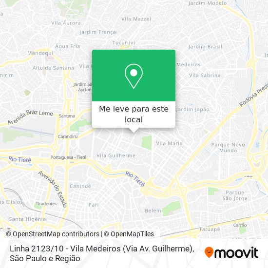 Linha 2123 / 10 - Vila Medeiros (Via Av. Guilherme) mapa