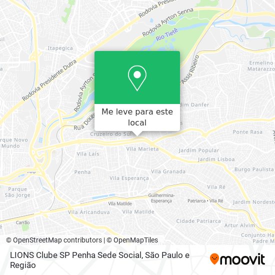 LIONS Clube SP Penha Sede Social mapa