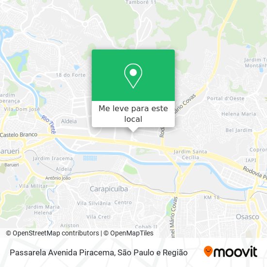 Passarela Avenida Piracema mapa