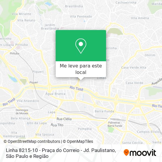 Linha 8215-10 - Praça do Correio - Jd. Paulistano mapa