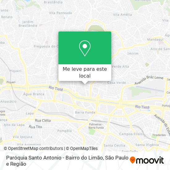 Paróquia Santo Antonio - Bairro do Limão mapa