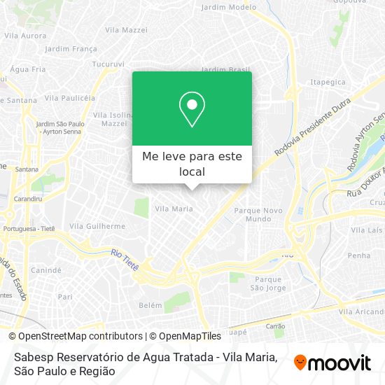 Sabesp Reservatório de Agua Tratada - Vila Maria mapa