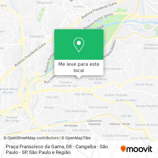 Praça Franscisco da Gama, 08 - Cangaíba - São Paulo - SP mapa