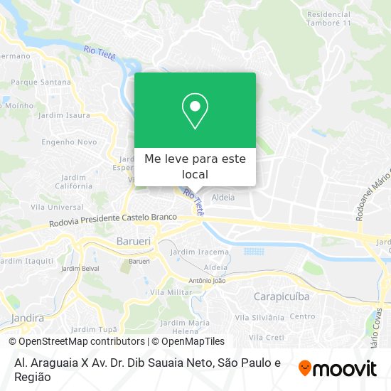 Al. Araguaia X Av. Dr. Dib Sauaia Neto mapa