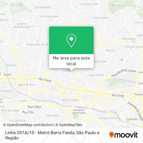 Linha 297A / 10 - Metrô Barra Funda mapa