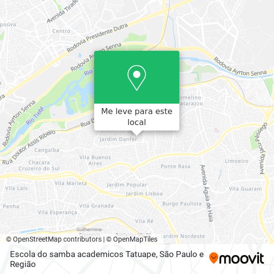 Escola do samba academicos Tatuape mapa