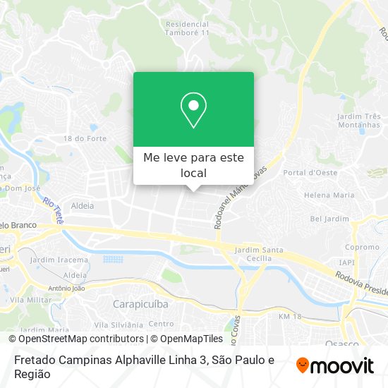 Fretado Campinas Alphaville Linha 3 mapa