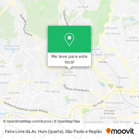 Feira Livre da Av. Hum (quarta) mapa