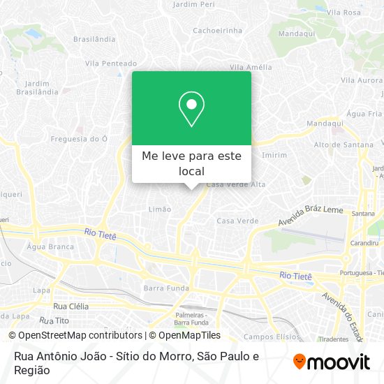 Rua Antônio João - Sítio do Morro mapa