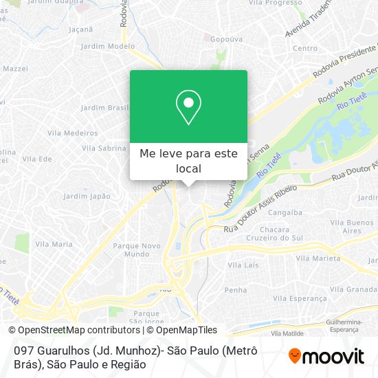 097 Guarulhos (Jd. Munhoz)- São Paulo (Metrô Brás) mapa