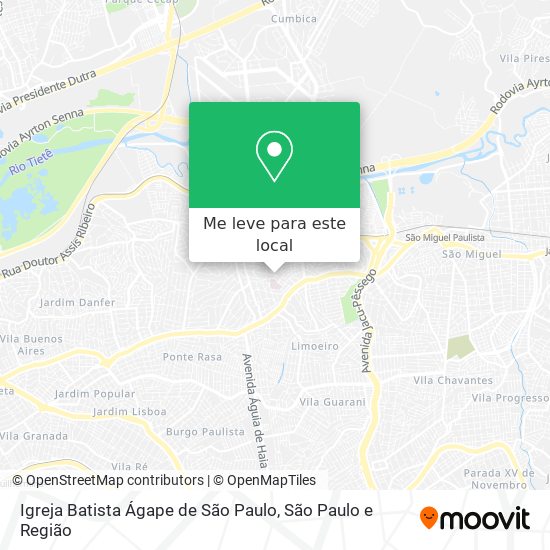 Igreja Batista Ágape de São Paulo mapa