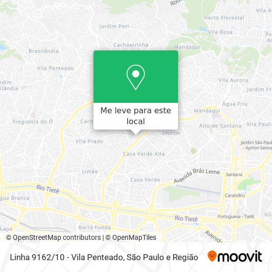 Linha 9162/10 - Vila Penteado mapa