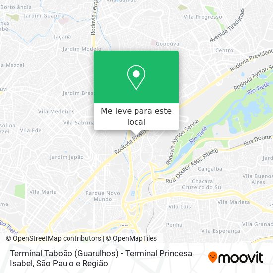 Terminal Taboão (Guarulhos) - Terminal Princesa Isabel mapa