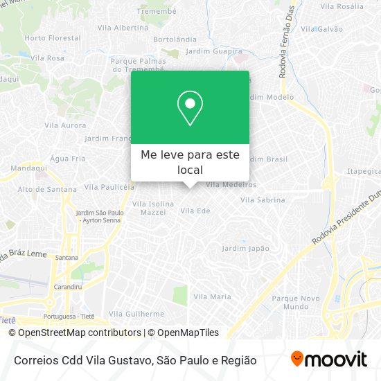 Correios Cdd Vila Gustavo mapa