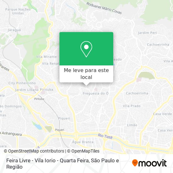 Feira Livre - Vila Iorio - Quarta Feira mapa