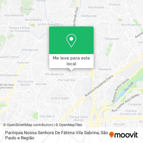 Paróquia Nossa Senhora De Fátima Vila Sabrina mapa