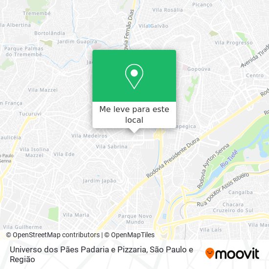 Universo dos Pães Padaria e Pizzaria mapa