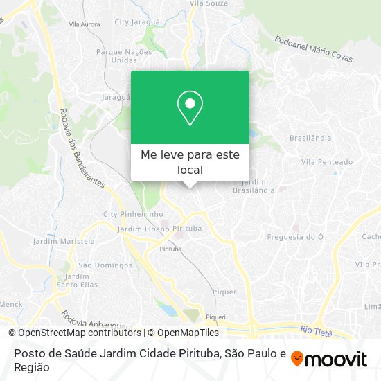 Posto de Saúde Jardim Cidade Pirituba mapa