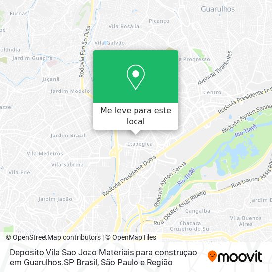 Deposito Vila Sao Joao Materiais para construçao em Guarulhos.SP Brasil mapa